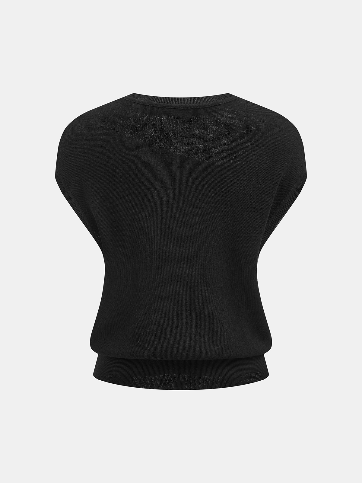 Damen Stricktop in lockerem Schnitt, Seitenansicht am Model