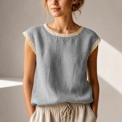 Damenbluse Mit Lockerem Schnitt Und Spitzendetails
