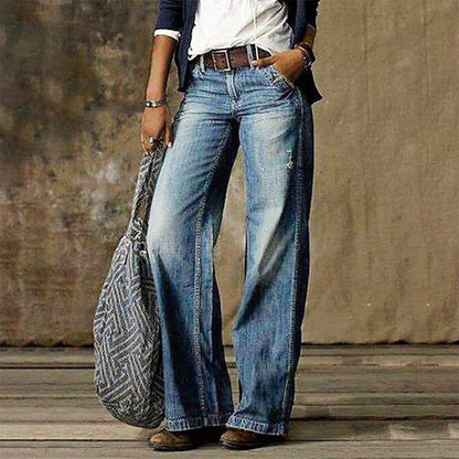 Damen Wide Leg Jeans aus Denim mit weitem Bein, Seitenansicht