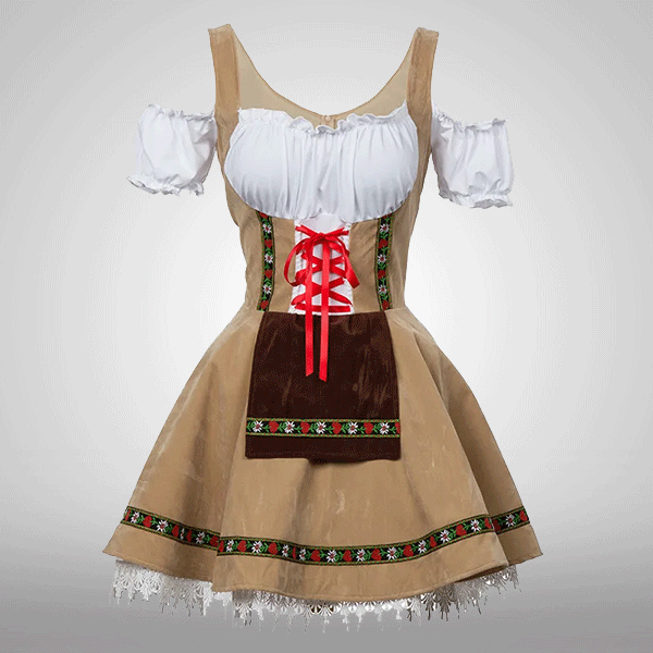 Detailansicht des Damen-Dirndl-Latzkleids mit Latzdesign