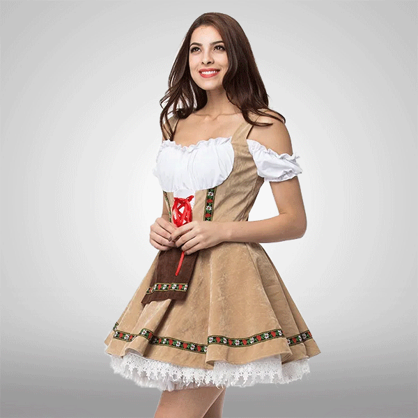Damen Oktoberfest Dirndl Latzkleid