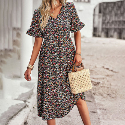 Sommer-Midikleid mit Blumendesign für Damen