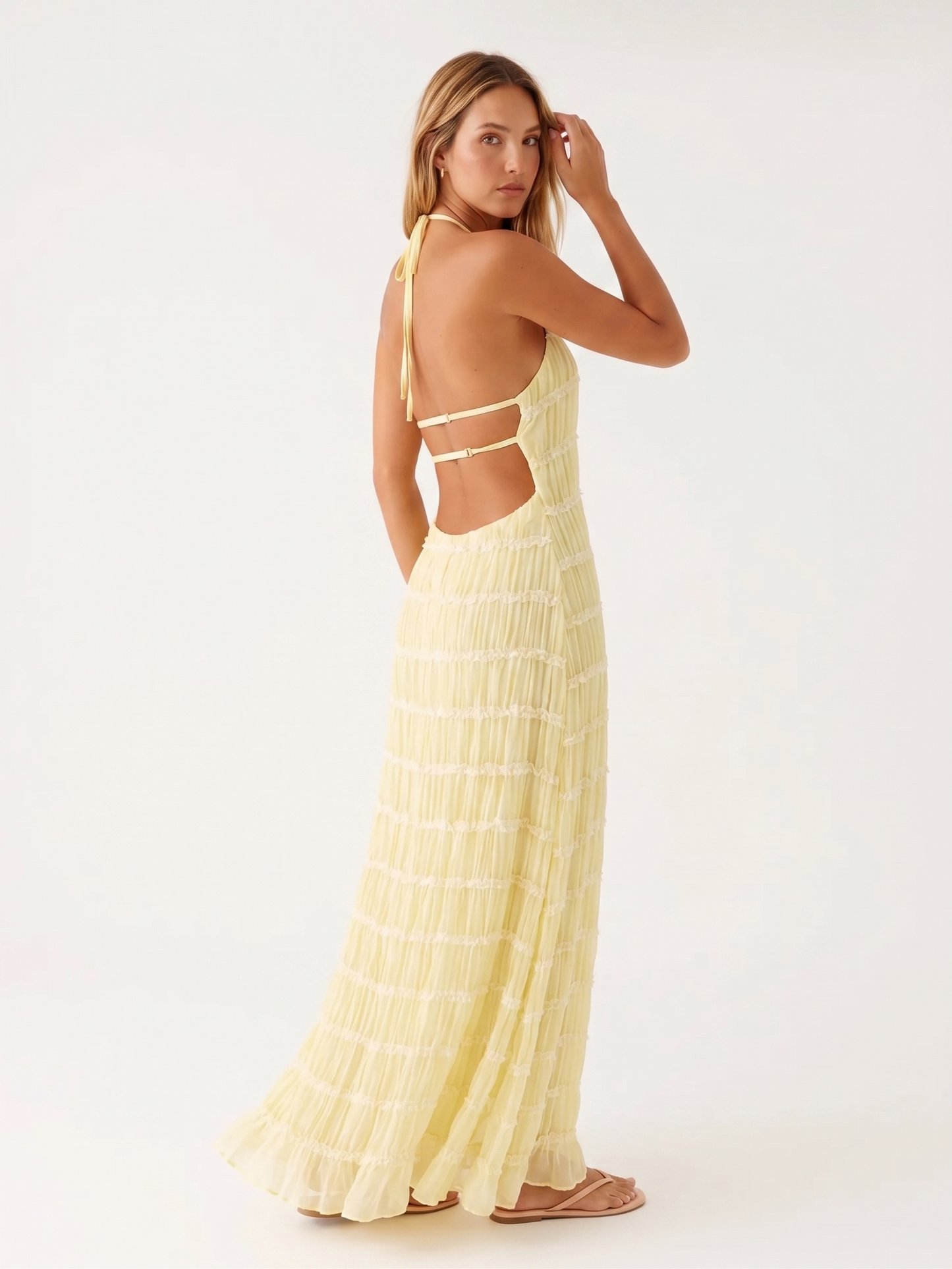 Luftiges Damen Maxikleid mit Volants für den Sommer