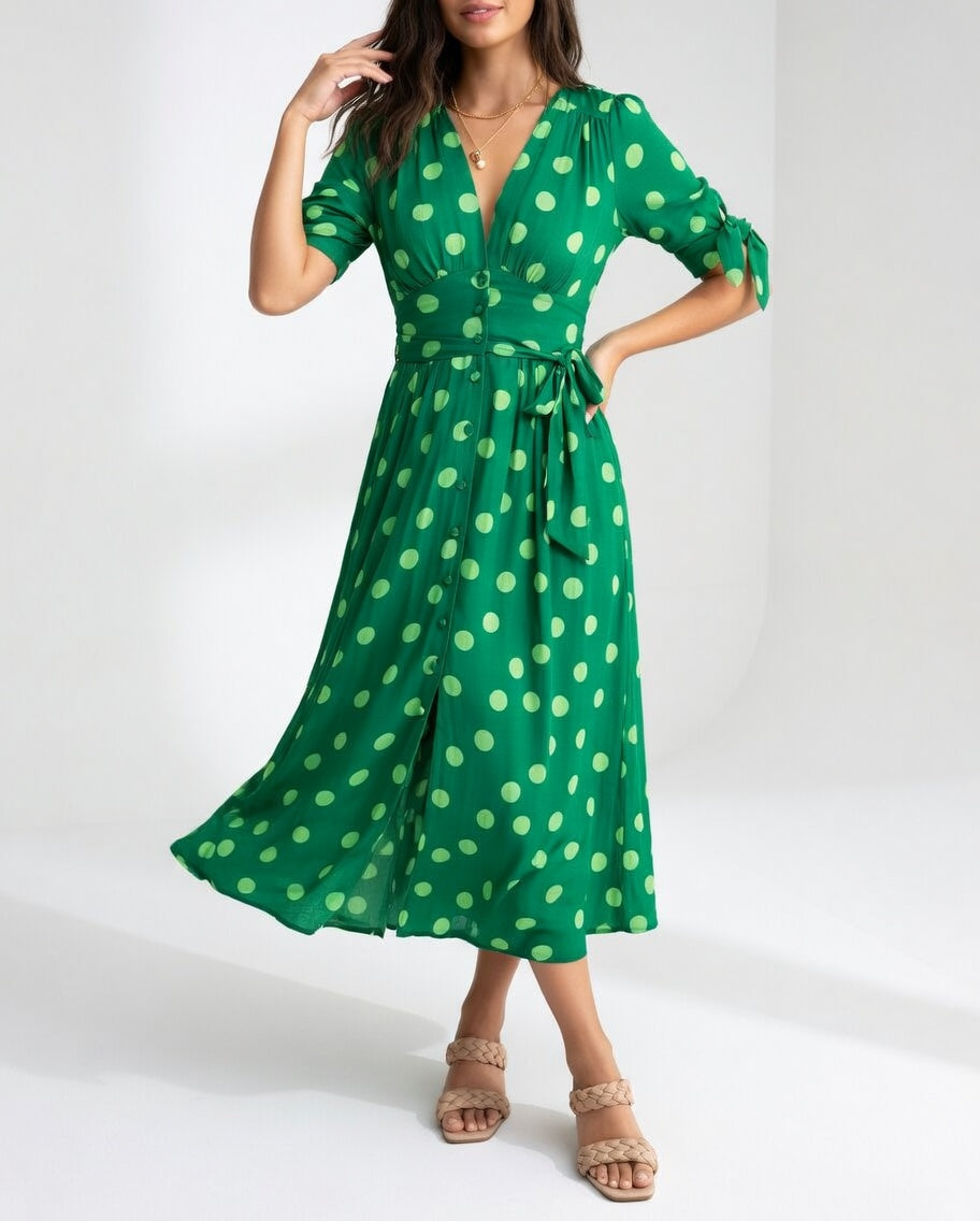 Elegantes Midi-Kleid mit Polka Dots für Damen