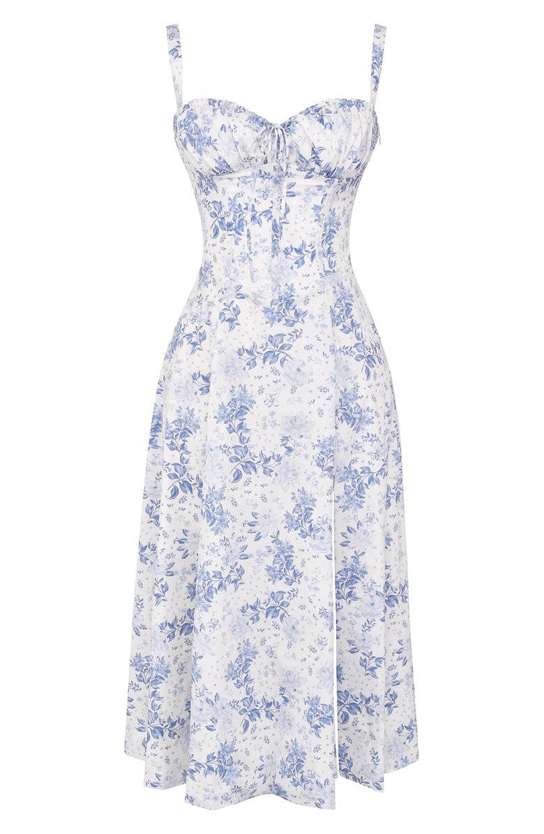 Blumiges Bustier-Midriff-Schnitt-Bodycon-Kleid