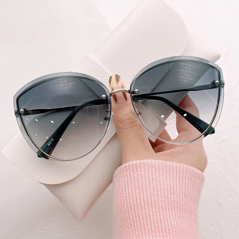 Frauen Randlose Oval Sonnenbrille - UV-Schutz, Polarisierte Gläser