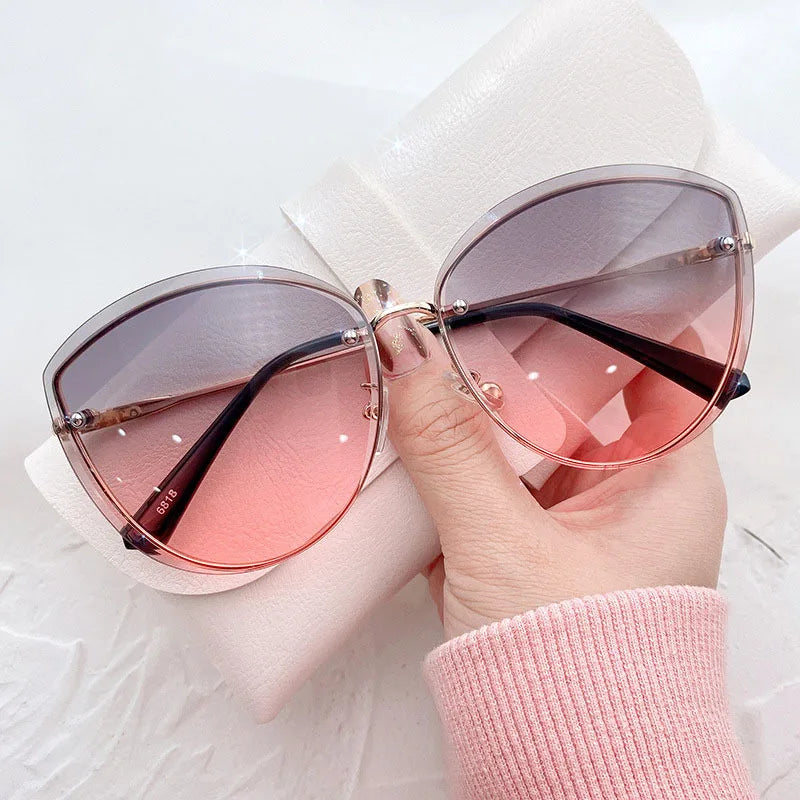 Frauen Randlose Oval Sonnenbrille - UV-Schutz, Polarisierte Gläser