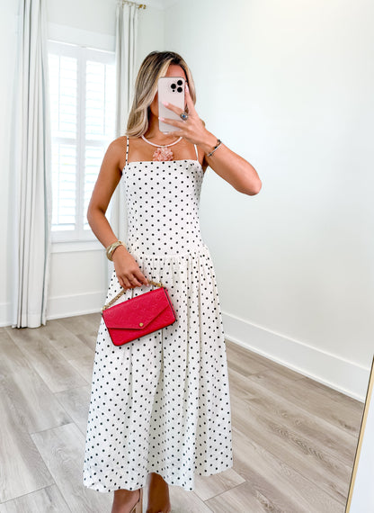 Damen Sommerkleid als Midikleid mit Polka Dots in Schwarz und Weiss