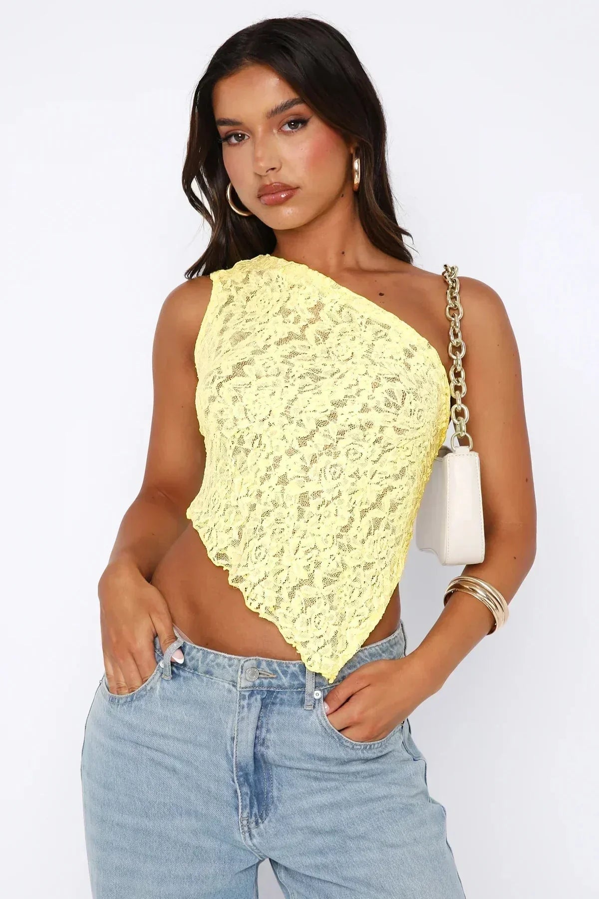 Damen Baila Spitzen-Cropped Top