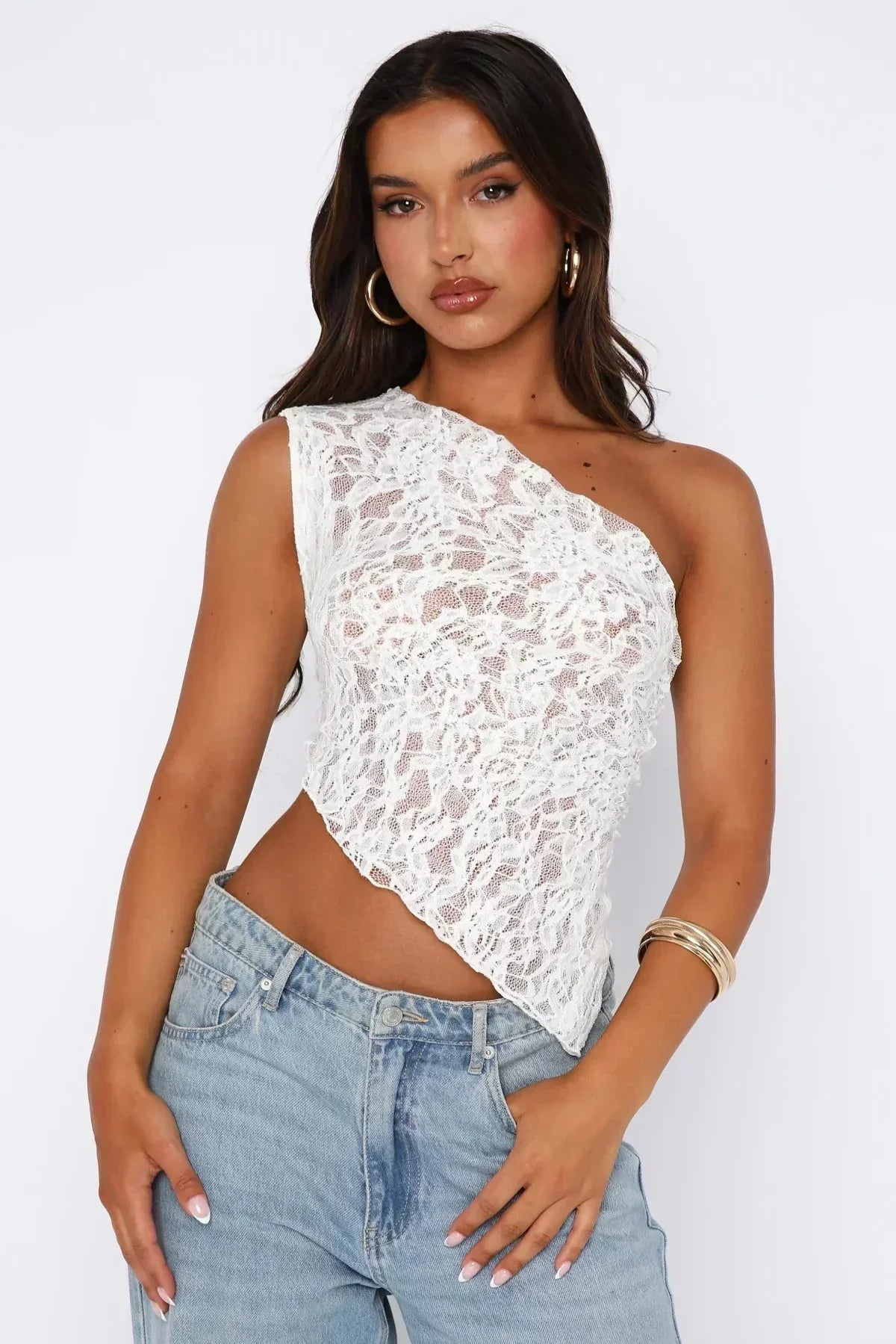 Damen Baila Spitzen-Cropped Top