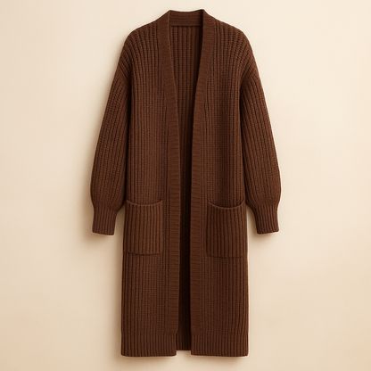 Damen Cardigan Grobstrick Lang Im Oversized Schnitt