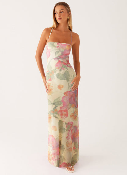 Damen Blumen Maxikleid Sommer Ärmelloses Fließendes Kleid
