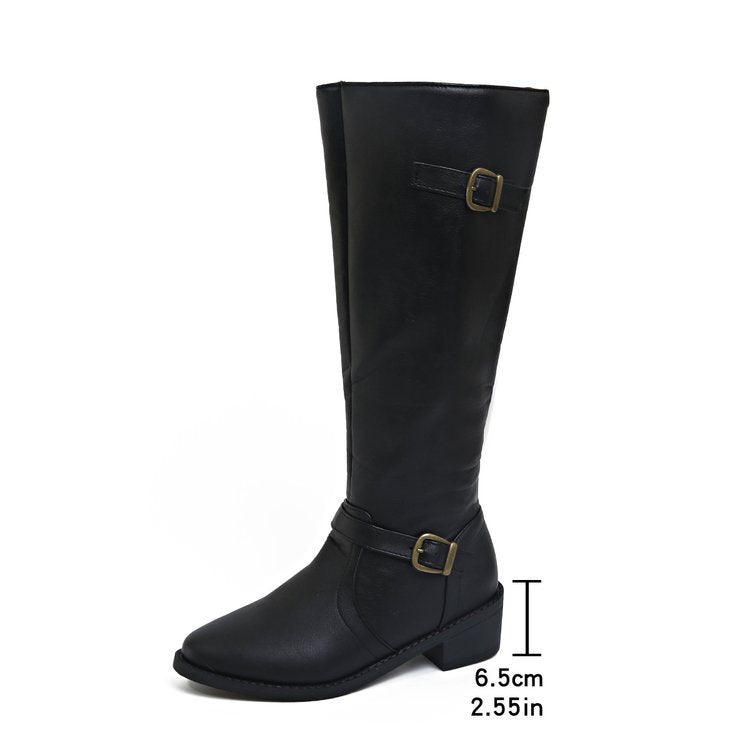 Damen-Reitstiefel mit bequemem Blockabsatz in kniehoher Ausführung