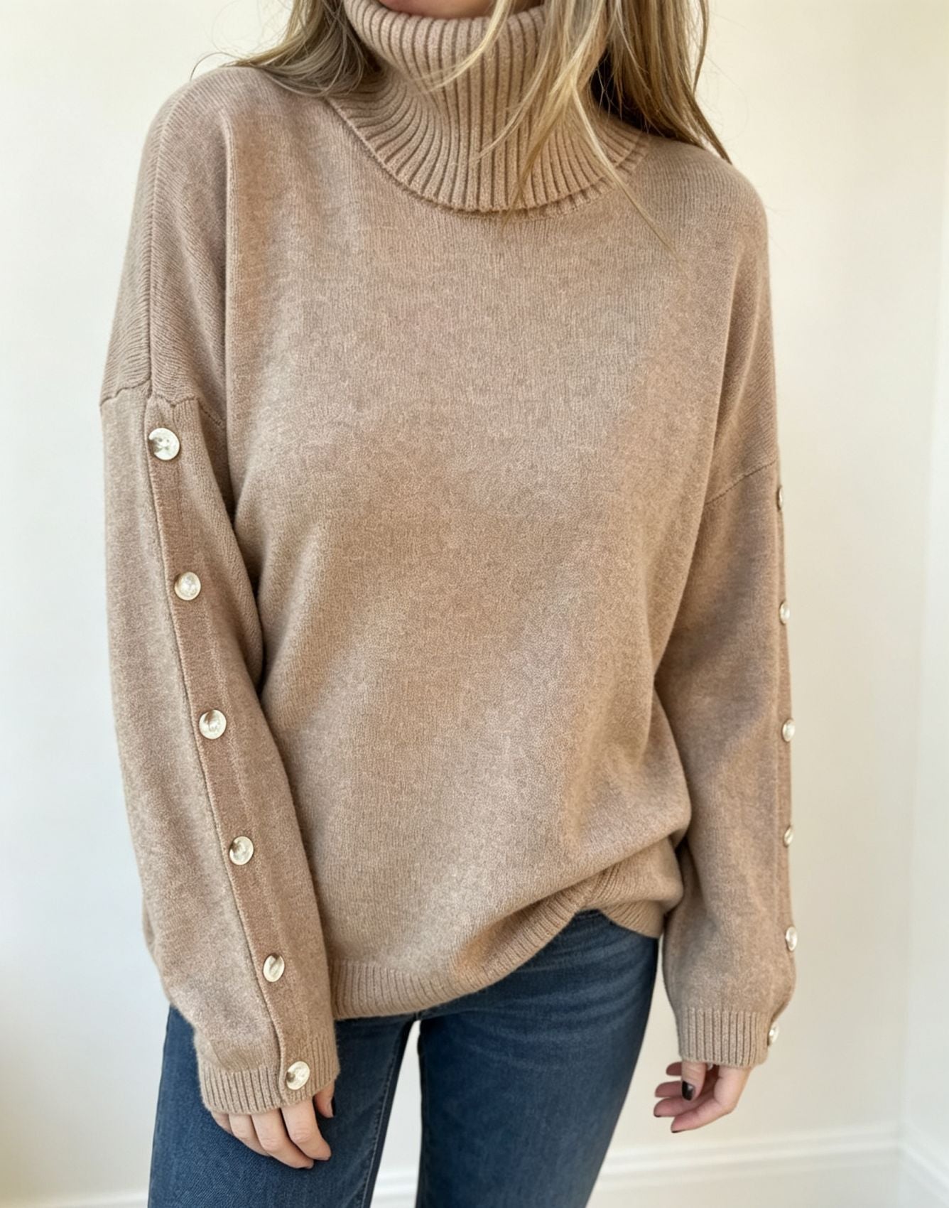 Rollkragenpullover mit Knöpfen für lässige Alltagsoutfits