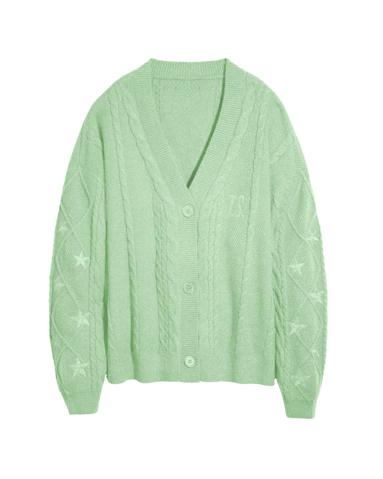 Damen Grobstrick Cardigan Mit Zopfmuster Und Sternstickerei