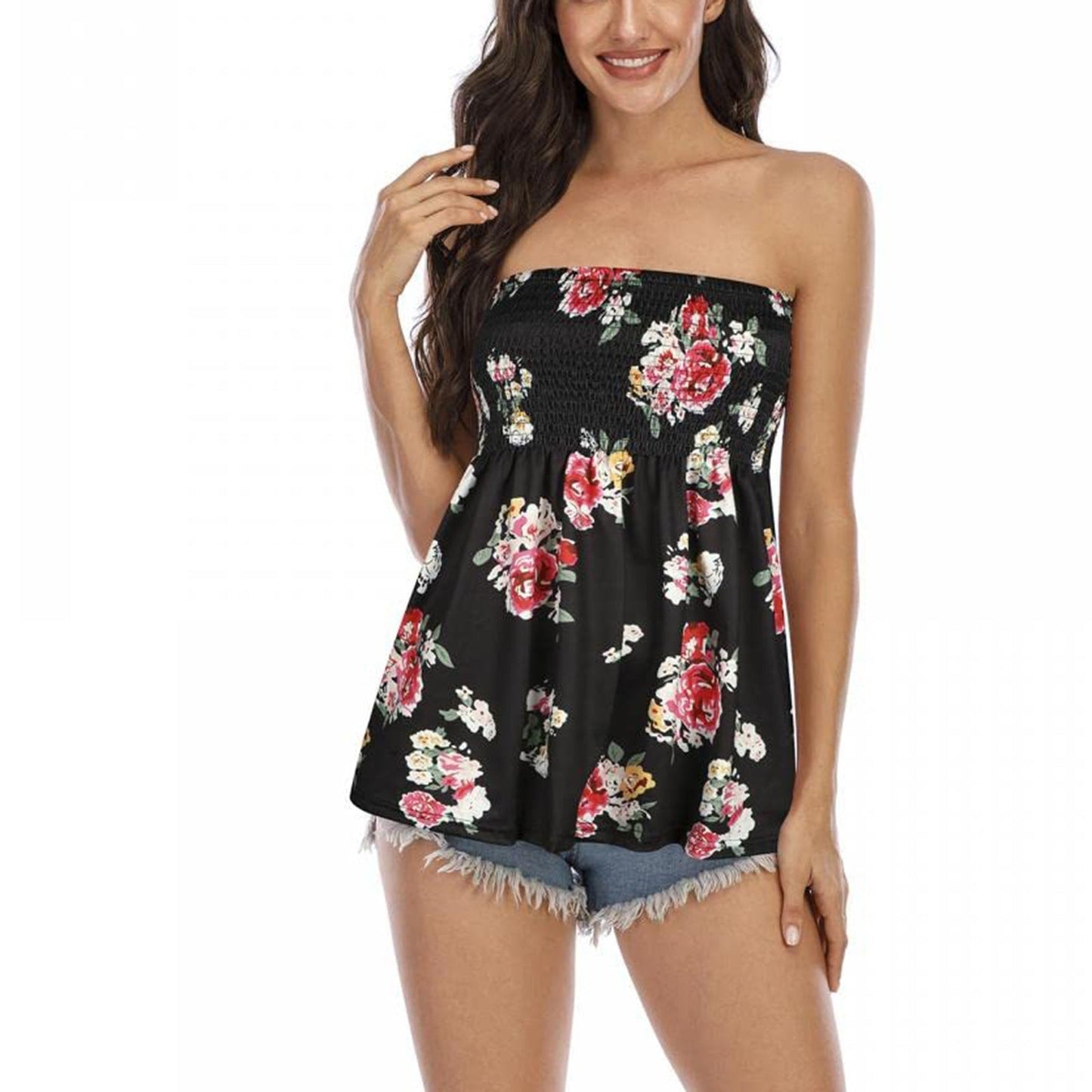 Damen Floral Bustier Top Romantisches Design