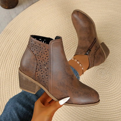 Rückansicht der knöchelhohen Damen-Stiefelette