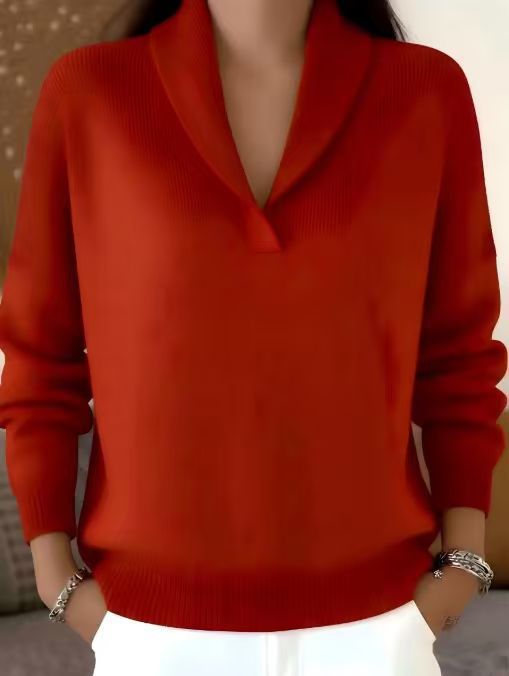 Damen Strickpullover Mit Polokragen Und V Ausschnitt