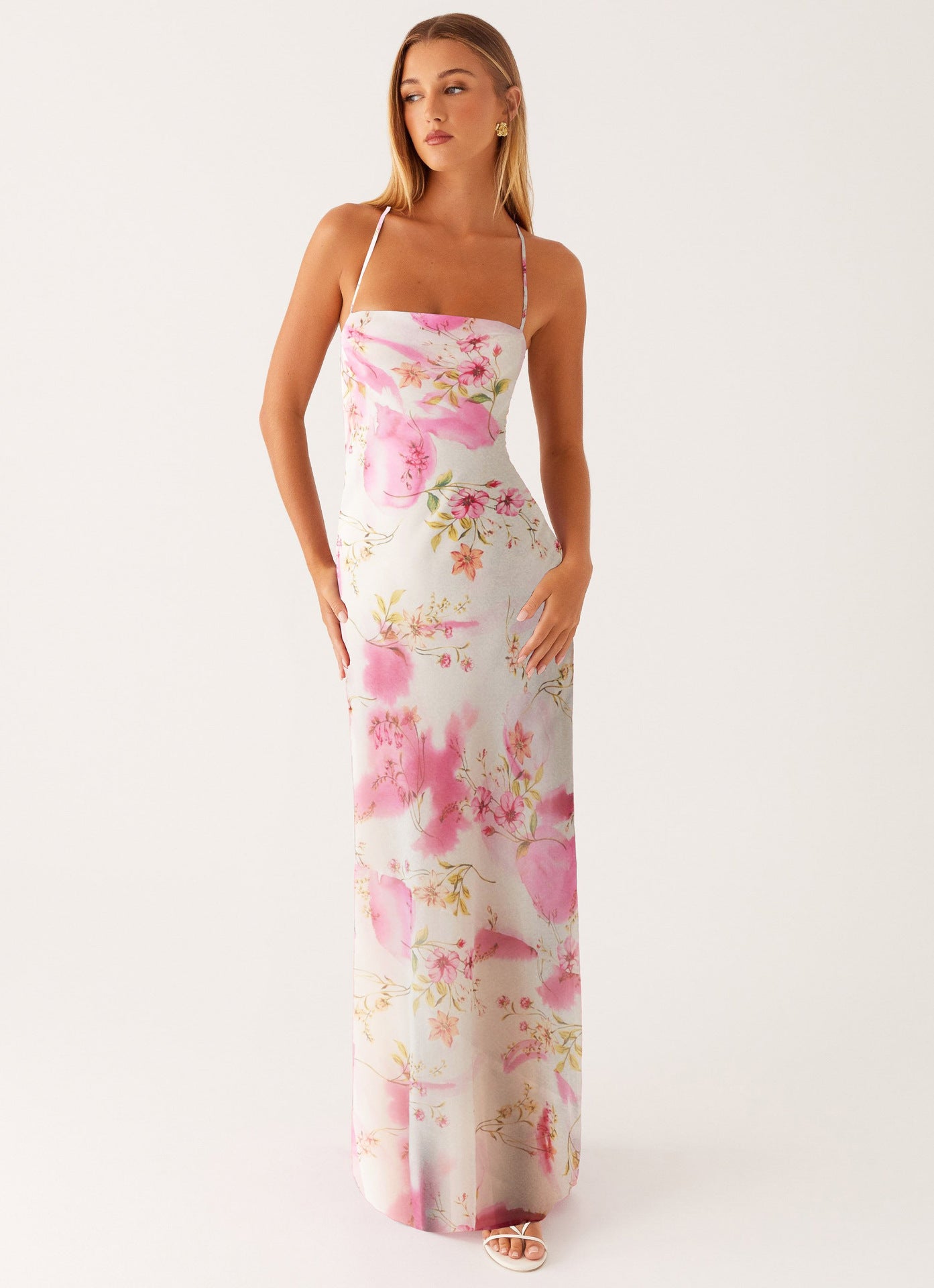 Damen Blumen Maxikleid Sommer Ärmelloses Fließendes Kleid