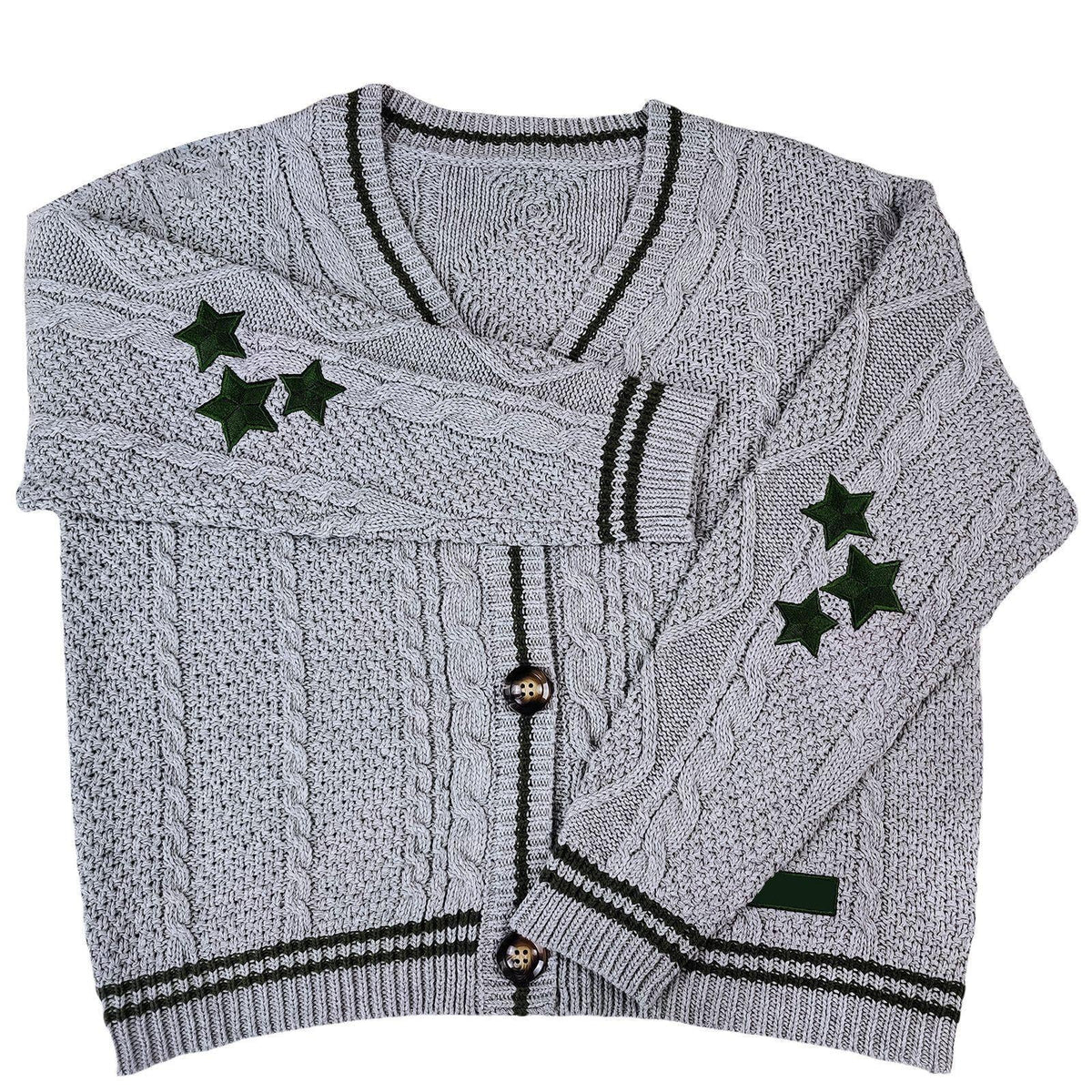 Rückansicht des Oversized-Cardigans mit gleichmässigem Zopfmuster