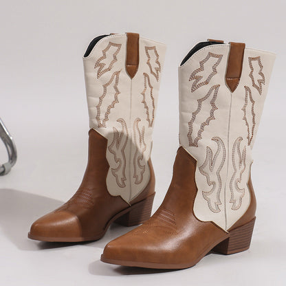 Damen-Cowboystiefel mit spitzer Zehenkappe und markantem Westernstil