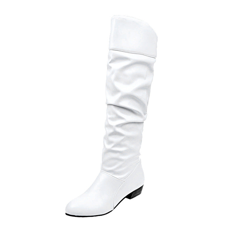 Damenstiefel mit stabilem Absatz und hohem Schaft