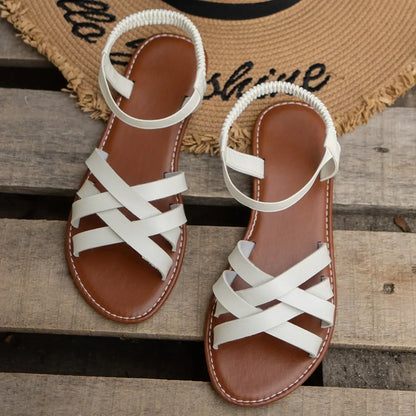 Rückansicht der Damen Sandalen mit geflochtenen Riemen