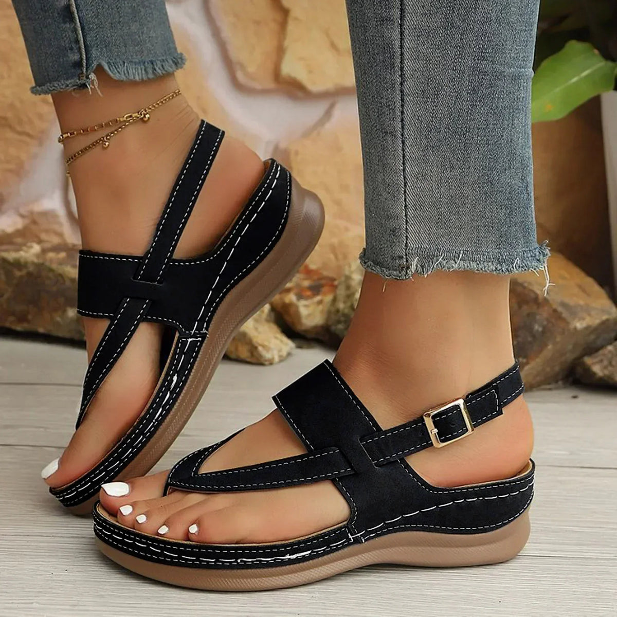 Damen Plateau-Sandalen mit praktischem Hineinschlüpf-Design