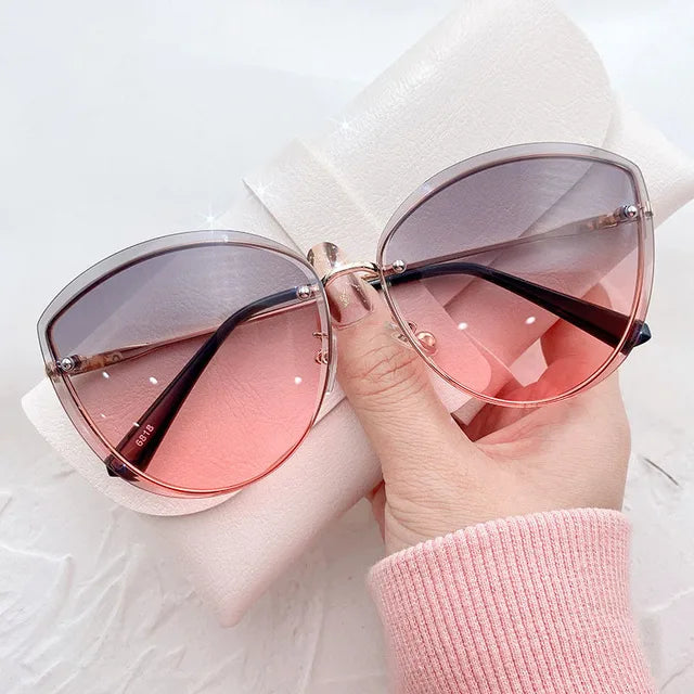 Frauen Randlose Oval Sonnenbrille - UV-Schutz, Polarisierte Gläser