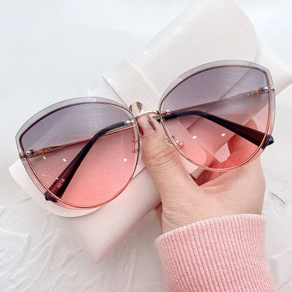 Frauen Randlose Oval Sonnenbrille - UV-Schutz, Polarisierte Gläser