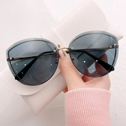 Frauen Randlose Oval Sonnenbrille - UV-Schutz, Polarisierte Gläser