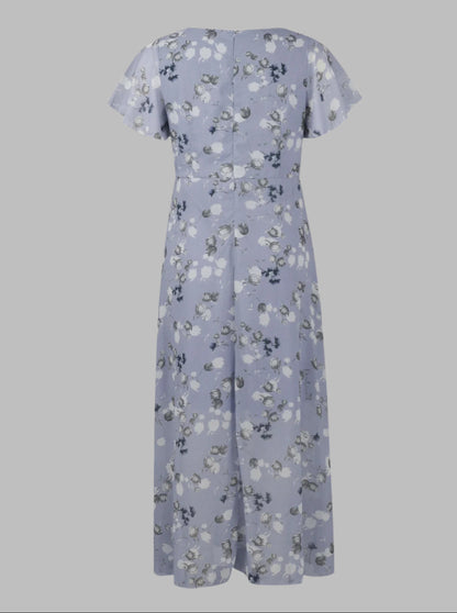 Maxi-Sommerkleid für Damen mit Schmetterlingsärmeln und Blumenmuster