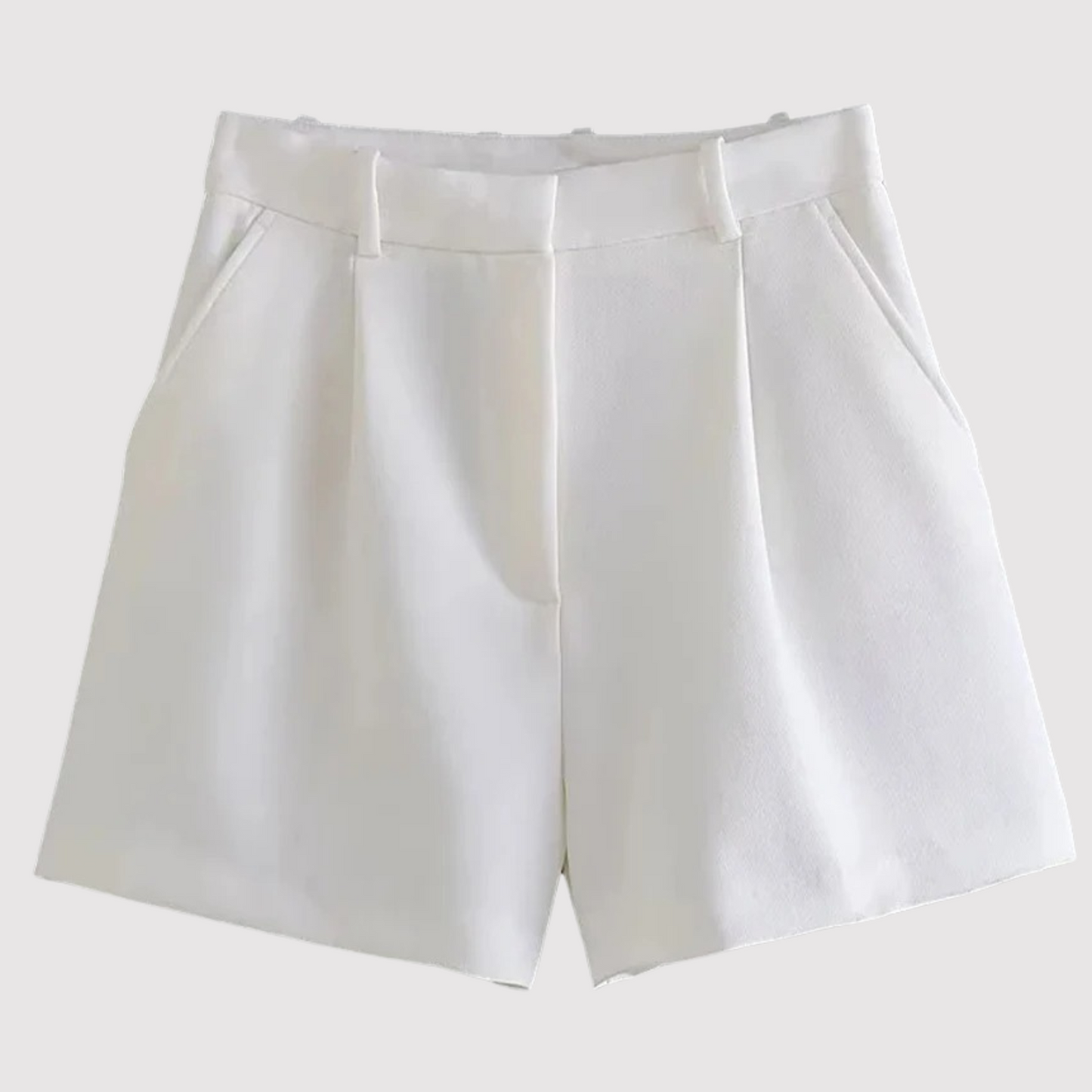 Damen High Waist Falten Shorts Mit Geradem Schnitt