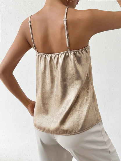Satin-Top für Damen mit feinen Trägern, Seitenansicht