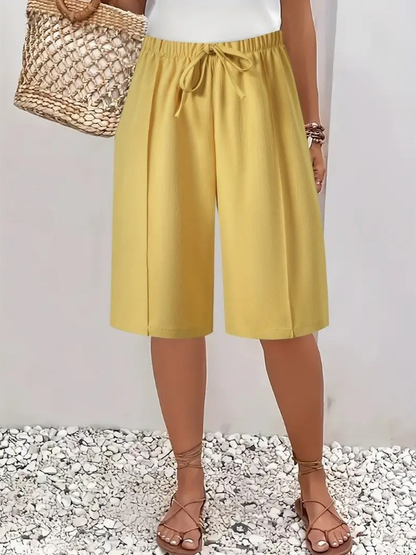 Damen Kurze Hose Mit Elastischem Bund Knielang