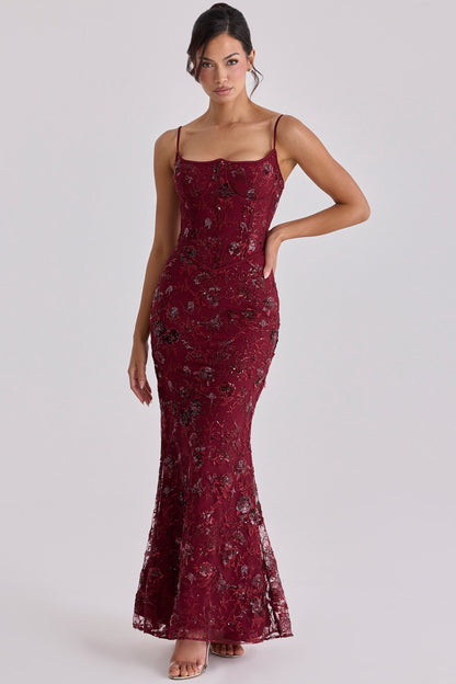 Elegantes ärmelloses Maxikleid mit V-Ausschnitt und Taillengürtel