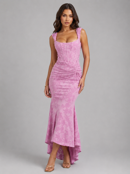 Damen Maxikleid Mit Corsage Und Blumenprint