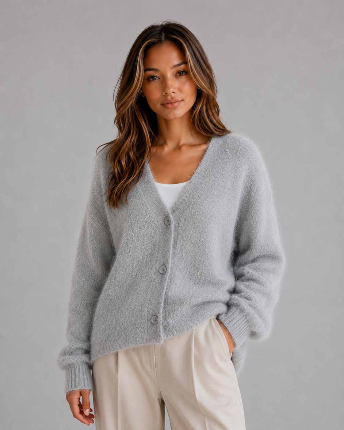 Damen Strickcardigan offen getragen als vielseitige Layering-Option