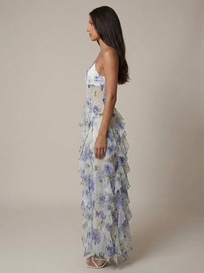 Santorini Maxikleid mit Blumenmuster