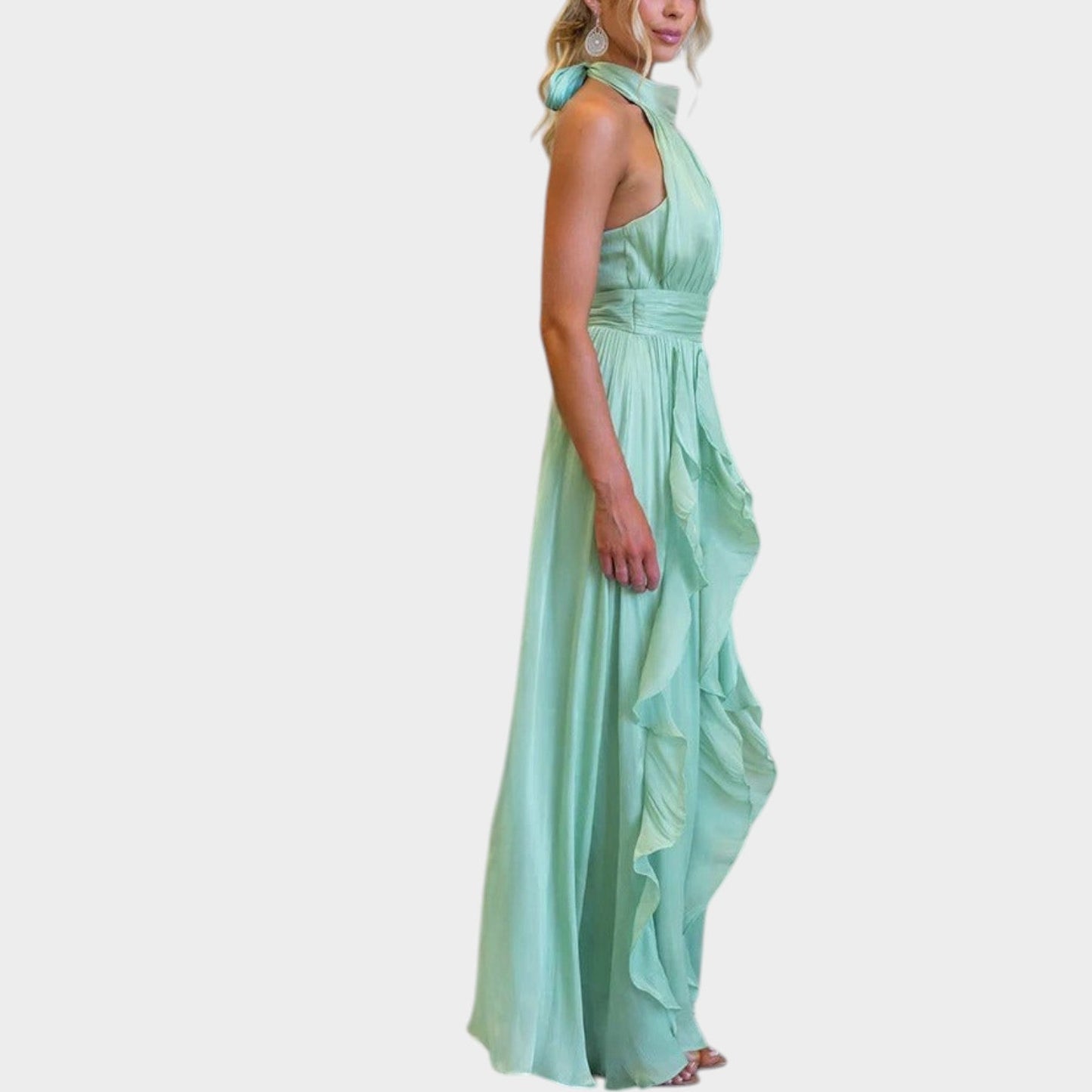 Elegantes Maxikleid mit Rüschen und Neckholder-Ausschnitt