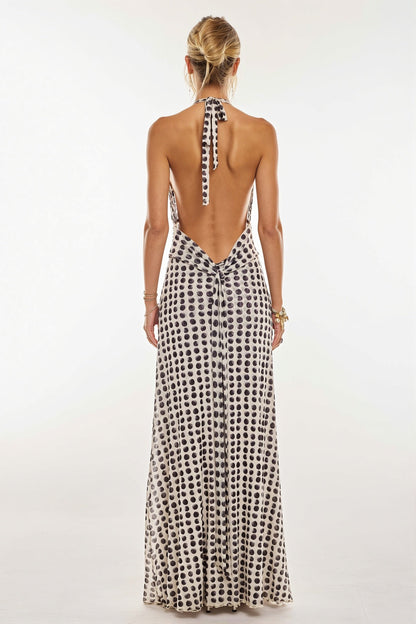 Maxi Kleid für Damen mit Halterdesign und rückenfreiem Schnitt