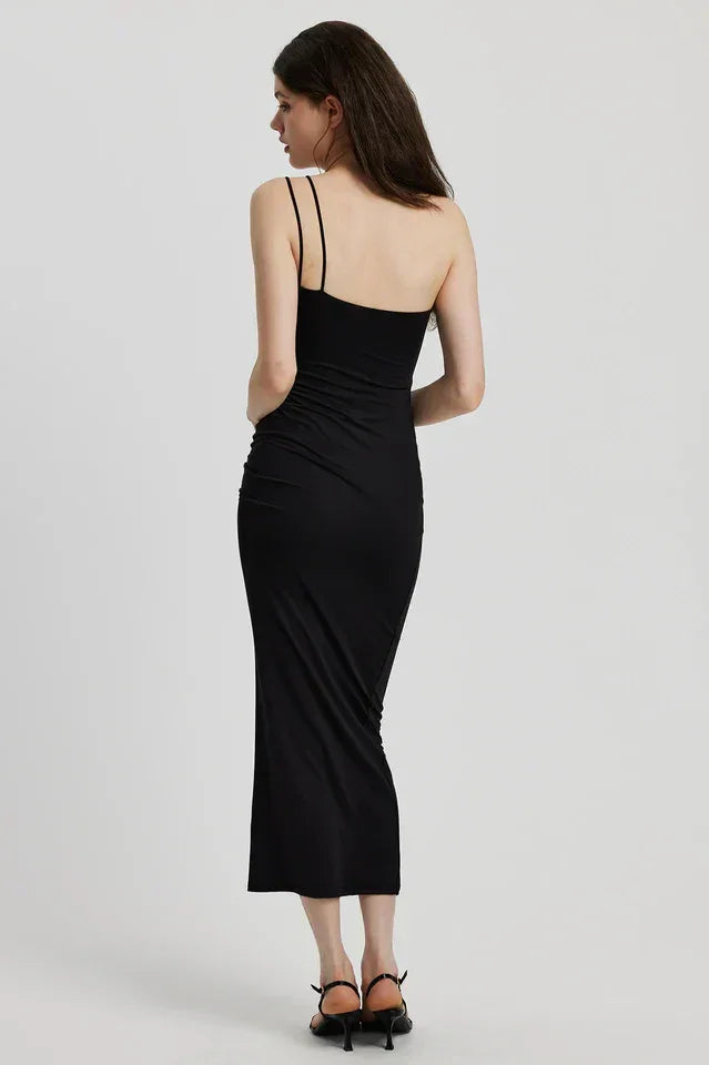 Damen Schwarzes Ärmelloses Maxikleid
