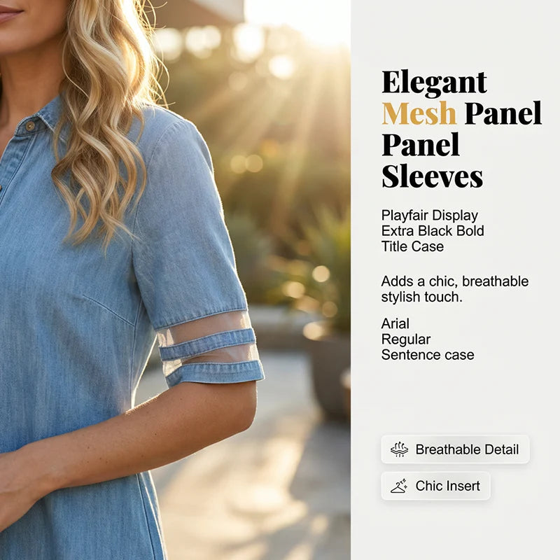 Legeres Kurzarmkleid mit Netzdetail