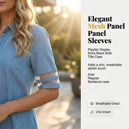 Legeres Kurzarmkleid mit Netzdetail
