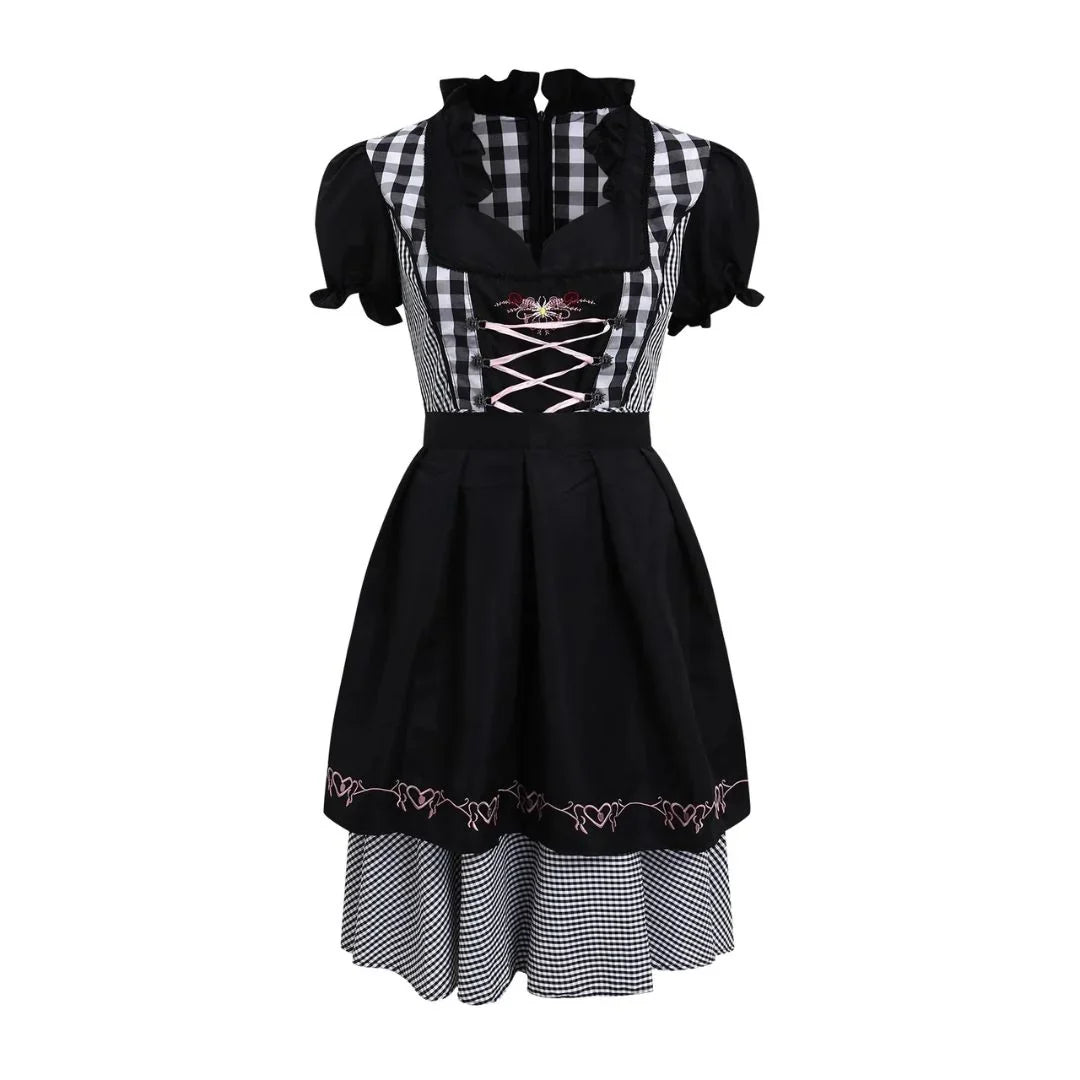 Detailansicht des Schnürmieders am Damen-Dirndl-Kleid