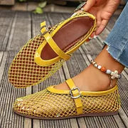 Damen Mary Jane Ballerinas Aus Mesh Mit Flacher Sohle