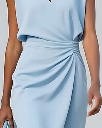 Damen Wickelkleid mit unregelmässigem Saum und Cut-Out-Detail, Seitenansicht