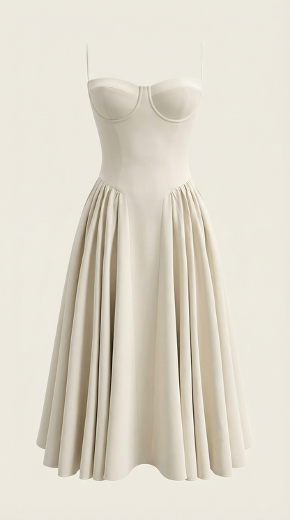 Damen Midikleid mit Blumenmuster und Korsett sowie herzförmigem Ausschnitt