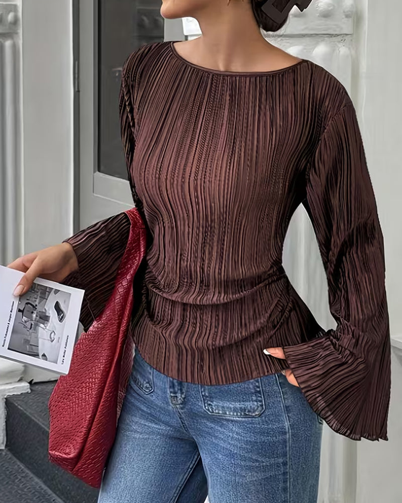 Damenbluse mit weiten Ärmeln und schlichtem, einfarbigem Design