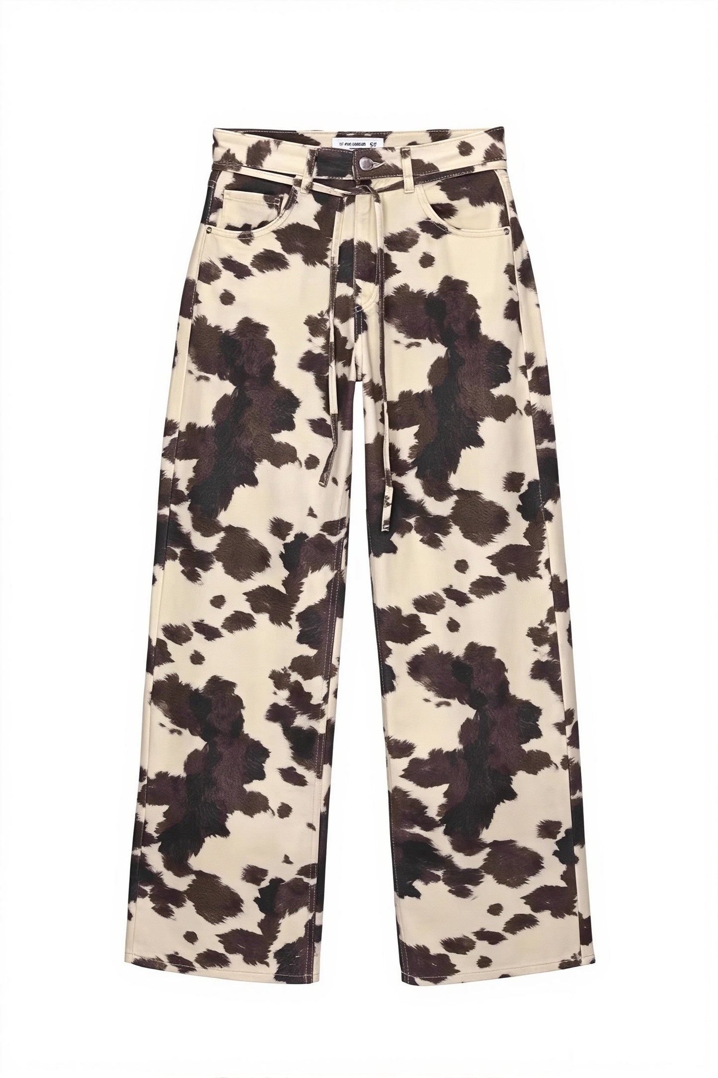 Damen Straight Leg Jeans mit Kuhprint als modischer Freizeit-Look